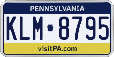 PA license plate KLM8795
