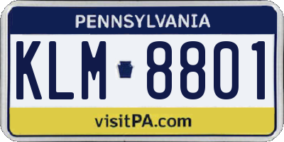 PA license plate KLM8801