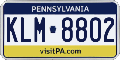 PA license plate KLM8802