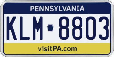PA license plate KLM8803
