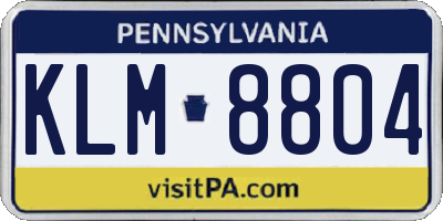PA license plate KLM8804