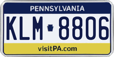 PA license plate KLM8806