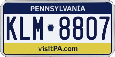 PA license plate KLM8807