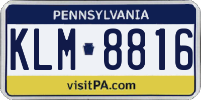 PA license plate KLM8816