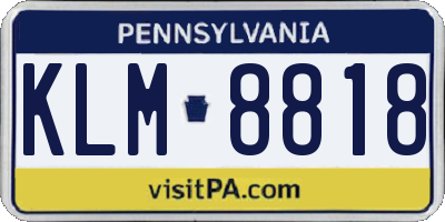 PA license plate KLM8818