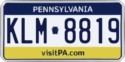 PA license plate KLM8819