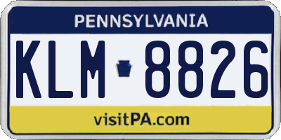 PA license plate KLM8826