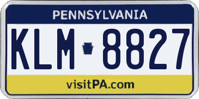 PA license plate KLM8827