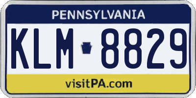 PA license plate KLM8829