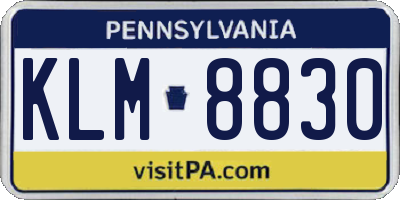 PA license plate KLM8830