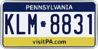 PA license plate KLM8831