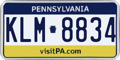 PA license plate KLM8834