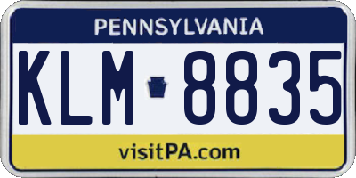 PA license plate KLM8835