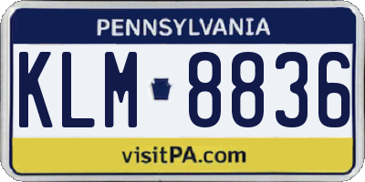 PA license plate KLM8836