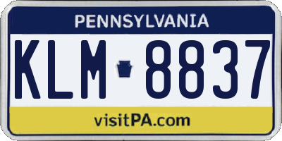 PA license plate KLM8837