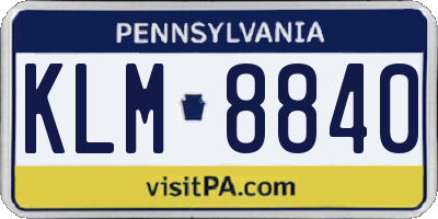 PA license plate KLM8840