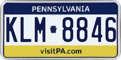 PA license plate KLM8846