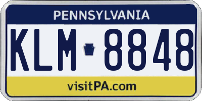 PA license plate KLM8848
