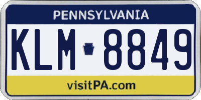PA license plate KLM8849