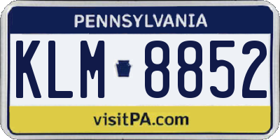 PA license plate KLM8852
