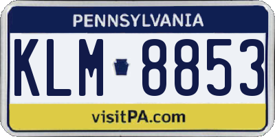 PA license plate KLM8853