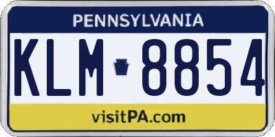 PA license plate KLM8854