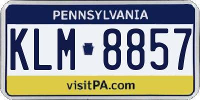 PA license plate KLM8857