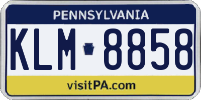 PA license plate KLM8858