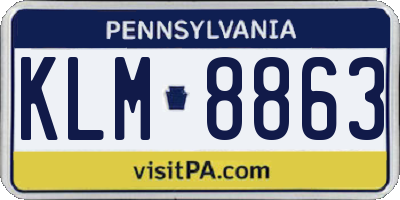 PA license plate KLM8863