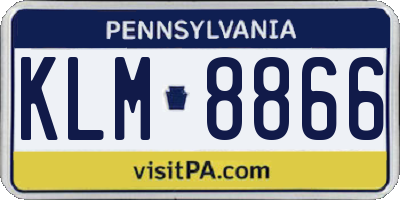 PA license plate KLM8866