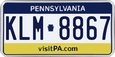 PA license plate KLM8867