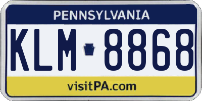PA license plate KLM8868