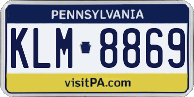 PA license plate KLM8869