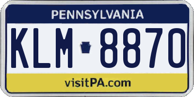 PA license plate KLM8870