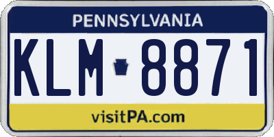 PA license plate KLM8871