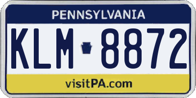 PA license plate KLM8872