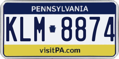 PA license plate KLM8874