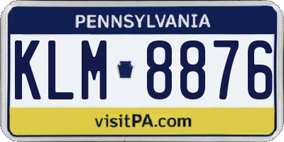 PA license plate KLM8876