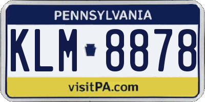 PA license plate KLM8878