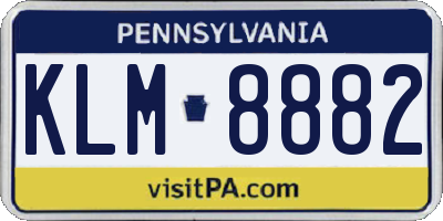 PA license plate KLM8882