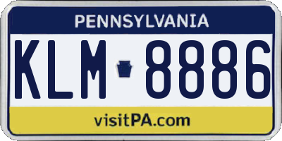 PA license plate KLM8886