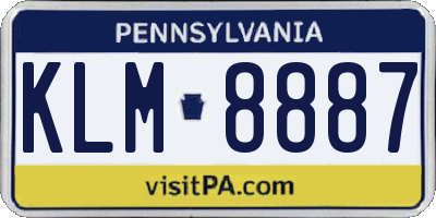 PA license plate KLM8887