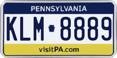 PA license plate KLM8889