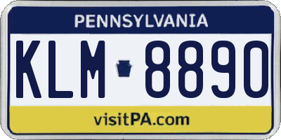 PA license plate KLM8890