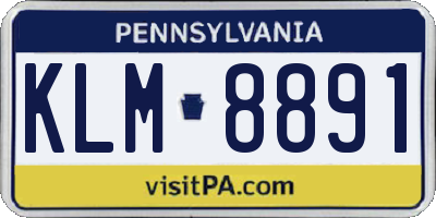 PA license plate KLM8891
