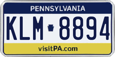 PA license plate KLM8894