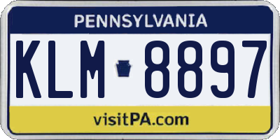 PA license plate KLM8897