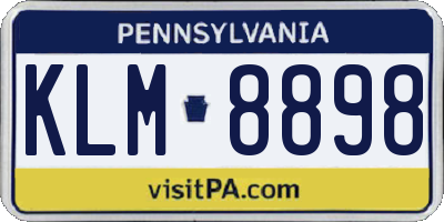 PA license plate KLM8898