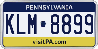 PA license plate KLM8899