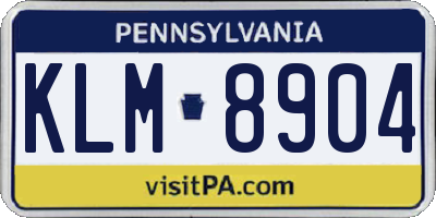 PA license plate KLM8904